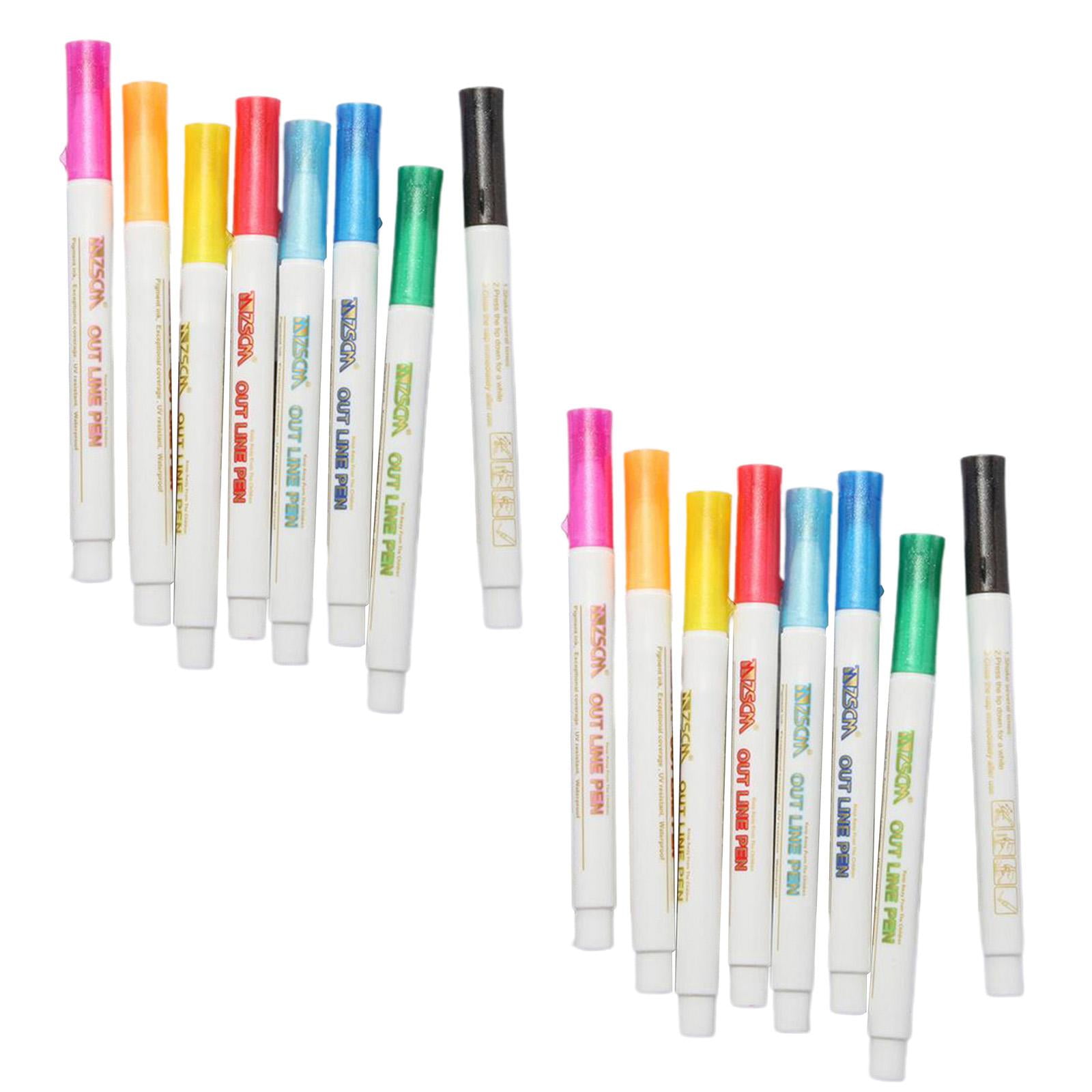 Axioma 2 Sets 8 Colors Self-outline Metallic Markers Dual Line Journal Writing Pen