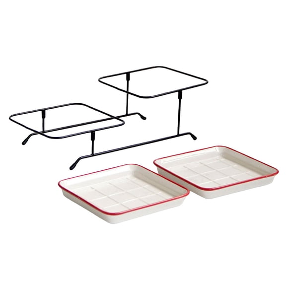 Axioma 2 Tier Serving Stand Snack Display with Stand Holder Detachable Dessert for Red