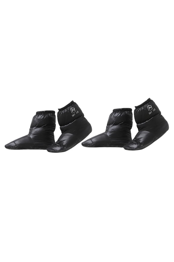 2Pairs Outdoor Down Slippers Sock Shoes Warmer Booties Black