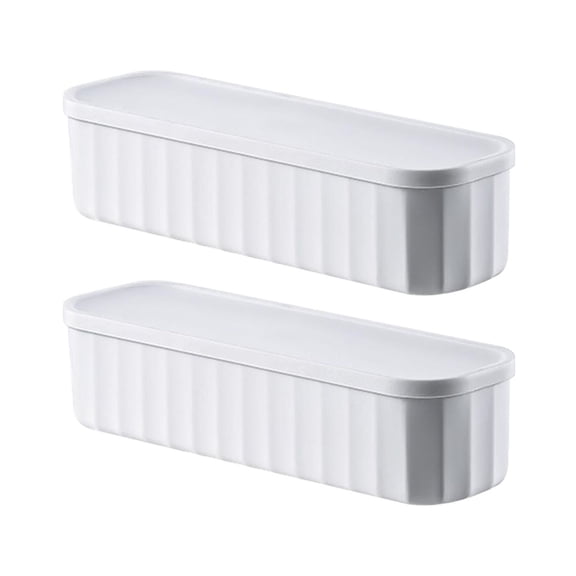 Axioma 2Pcs 5 Grids Storage Box with Cover Drawer Dividers Space-Saving Multipurpose Plastic for Desktop Wardrobe Towels Handkerchiefs Jewelry White