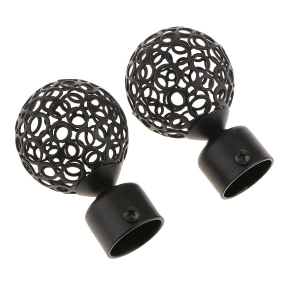Axioma 2Pcs Curtain Rod Ends Drapery Pole Head for Dia. 28mm Rod Hollow Ball#Black Hollow BallBlack