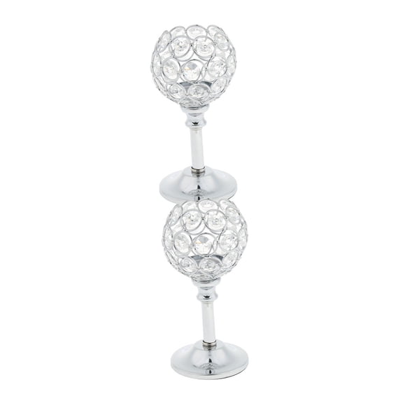 Axioma 2Pcs Silver 16.5cm Mosaic Crystal Wedding Present Candlestick Candle Tea Light