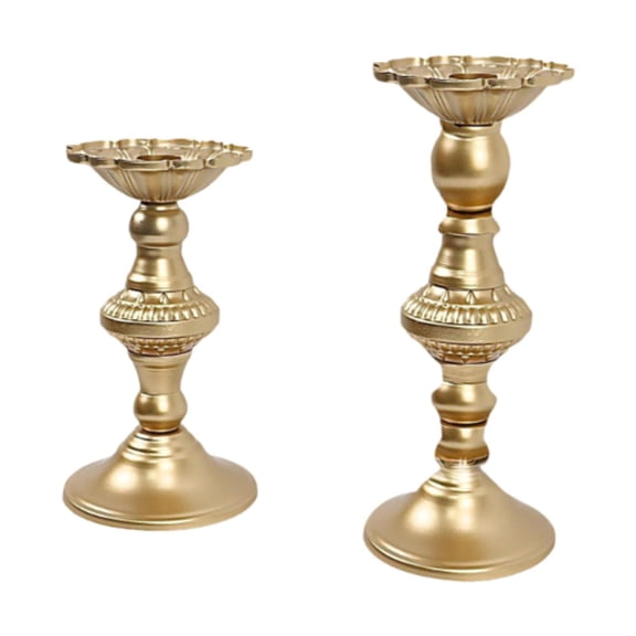 Axioma 2Pcs Taper Candle Holders Candelabra Home Candle Stands Iron Candlesticks for Wedding Farmhouse Anniversary Bookshelf Kitchen Golden