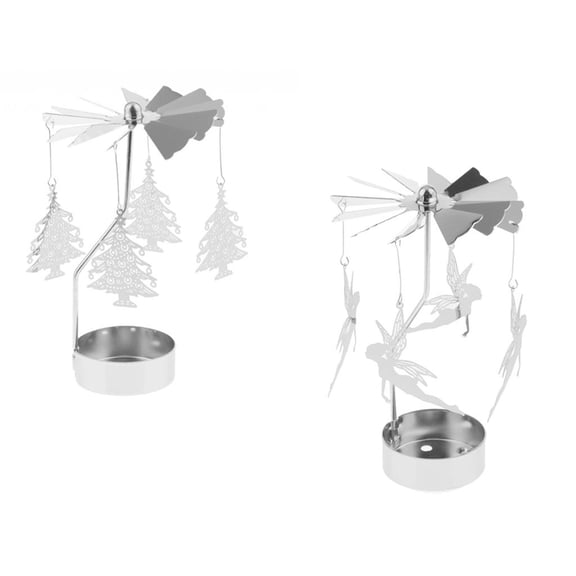 Axioma 2pack Christmas Decor Candle Spinner, Rotating Tea Light Candle Holder, Silver