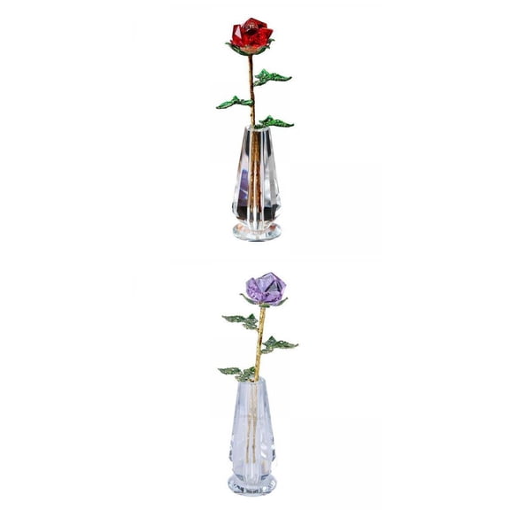 Axioma 2pcs Artificial Crystal Rose Flower Beautiful Gift for Wedding Decor