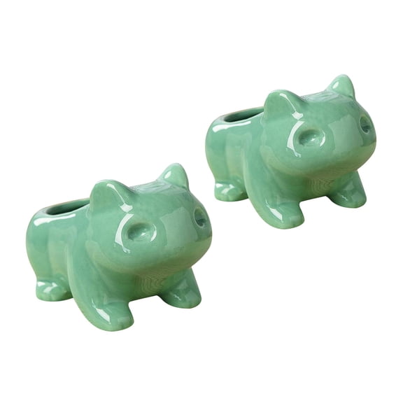 Axioma 2pcs Cute Cartoon Frog Shaped Ceramic Cactus Flower Plant Pot S + M