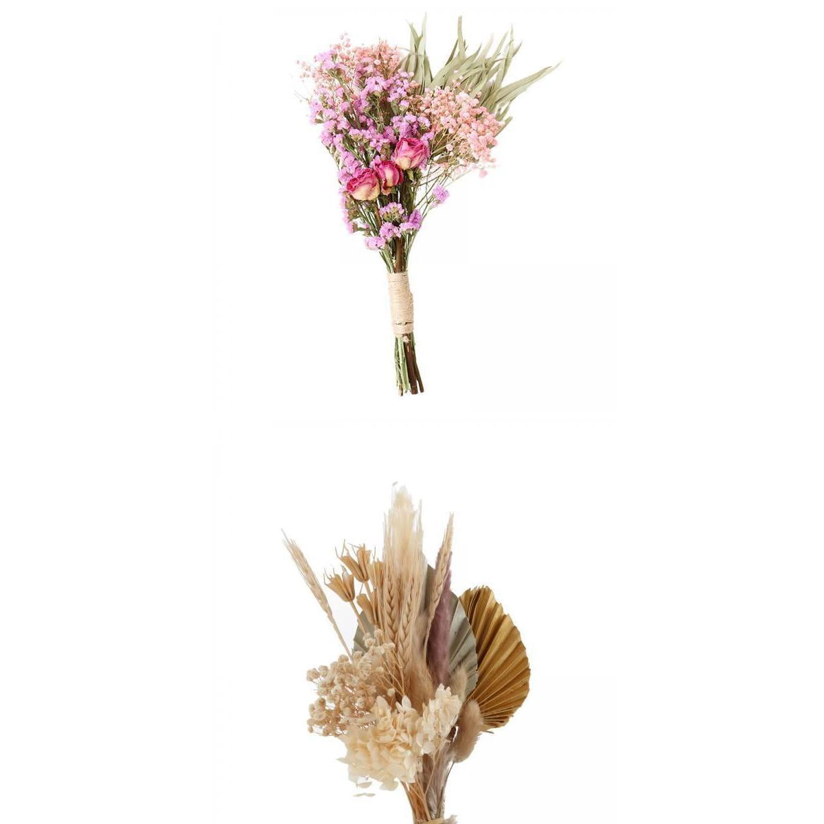 Axioma 2pcs Dried Flowers BouquetS Dried Plants Wedding Boho Gold Pink Gold Pink