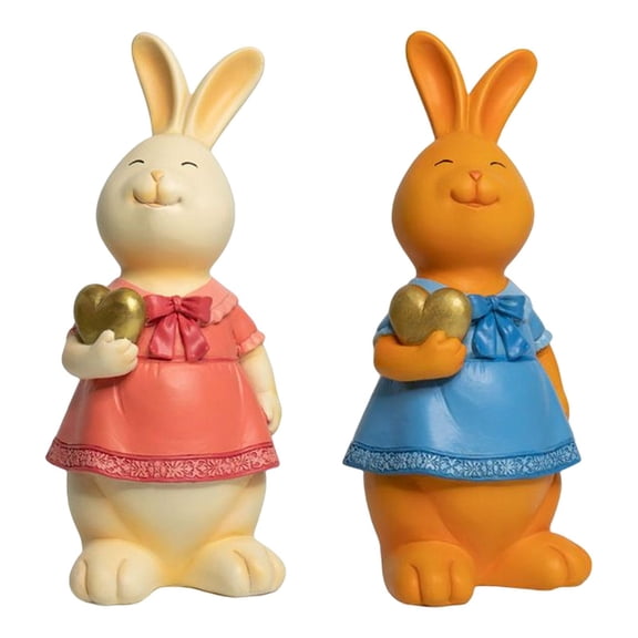 Axioma 2pcs Rabbit Bunny Figurine Crafts Sculpture Gift Decorative Cabinet Style B