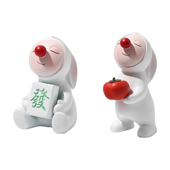 Axioma 2x Bunny Figurines Red Nose Rabbit Statues for Home Easter Decoration