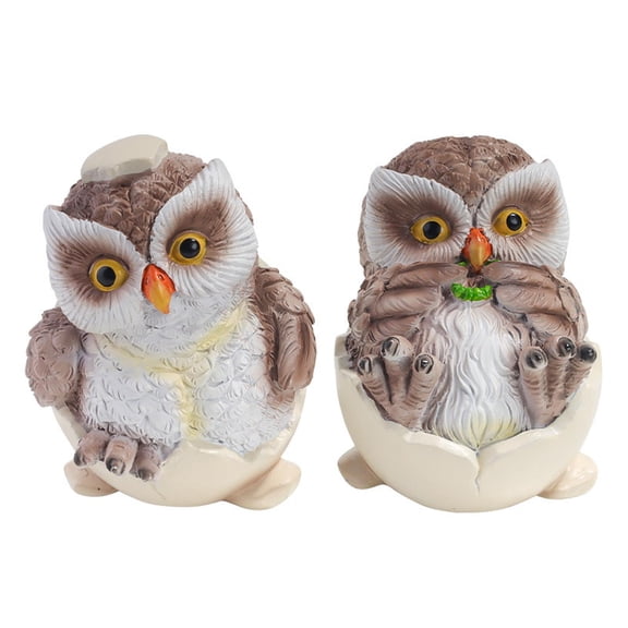 Axioma 2x Carving Owl Statues Decor Birds Figurines Ornament Art Works Sculptures Resin