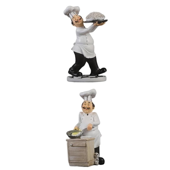 Axioma 2x Chef Figurine Kitchen Cooking Chef Statues Home Bedroom Kitchen Bar Decor