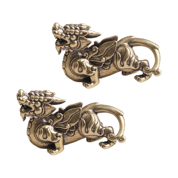 Axioma 2x Feng Shui Kirin Pi Yao Statue Sculpture Figurines Collectible Office Home