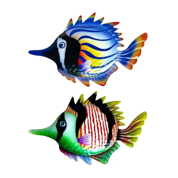 Axioma 2x Hand Painted fish Wall Decor Tropical Fish Sculptures for Decoration