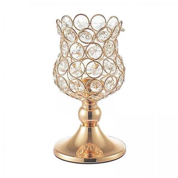Axioma 2x Modern Gold Crystal Tea Light Candlestick for Wedding Party Christmas Dinner Coffee Table Decorative Centerpieces Ornaments