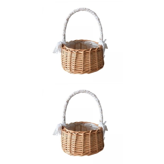 Axioma 2x Rustic Handmade Rattan Storage Baskets Wicker Flower Storage Baskets For Wedding Flowers