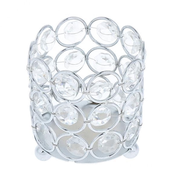Axioma 2x Votive Tea Light Candle Silver/Gold Crystal Beads Candlestick Wedding Table Centerpieces Decor - Silver, 7cm