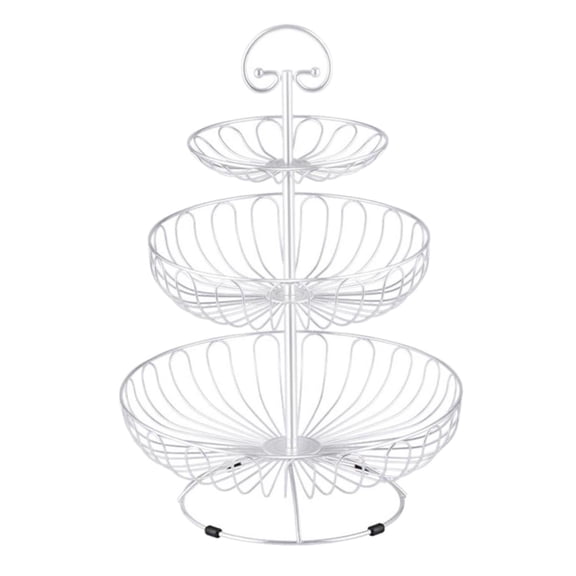 Axioma 3 Tired Metal Wire Basket Rack Stand for Fruit, Vegetables, Snacks White