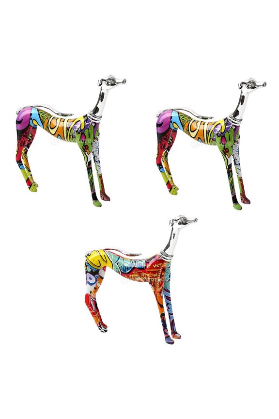 3 X Graffiti Art Multi Colour Doberman Dog Statue Living Room Decor Ornament