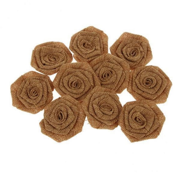Axioma 3 of 10 Rustic Hessian Jute Flower Rose Heads Flowers 3 Pcs