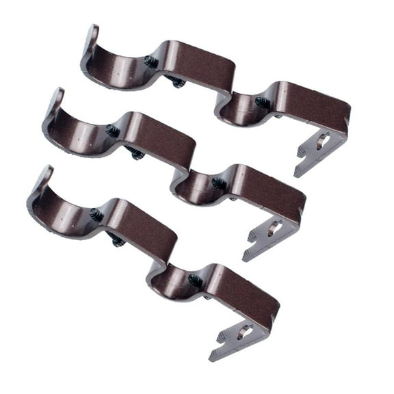 Axioma 3Pcs Curtain Double Rod Wall Bracket Support Window Hardware For 1 And 5/8'' Rod Brown