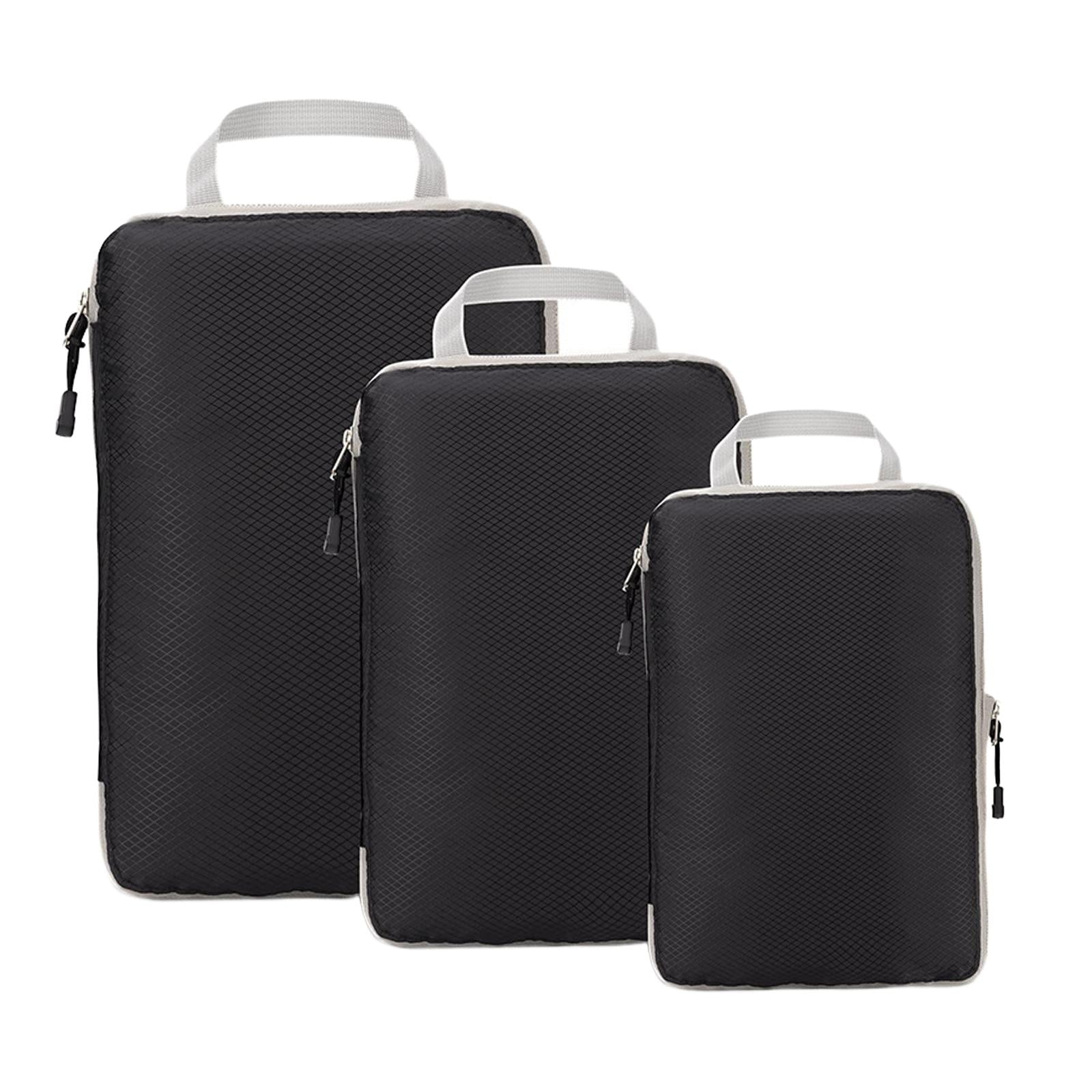 Axioma 3Pcs Travel Compressible Packing Cubes Set Clothing Underwear Bag Men Women with black