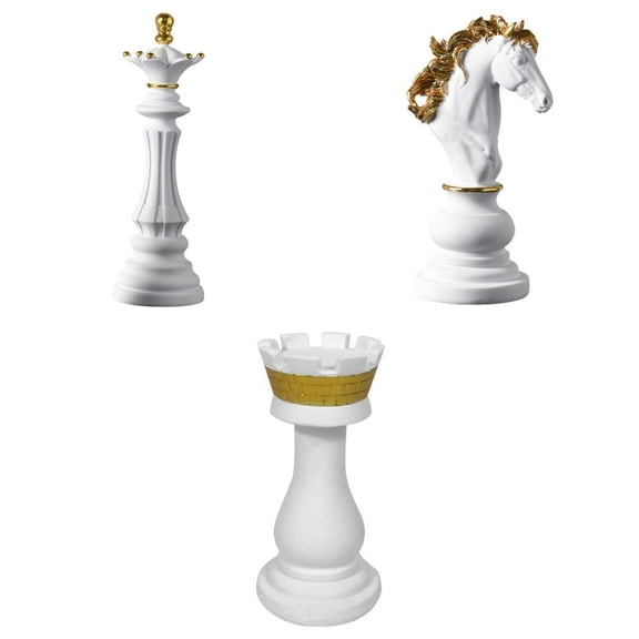 Axioma 3pcs Creative Chess Pieces Statue Queen Knight Rook Figurine Furnishing Home