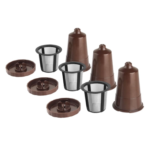 Axioma 3pcs Reusable K Cup Pod Coffee Filters | Refillable Coffee Pod Capsules Reusable Brown