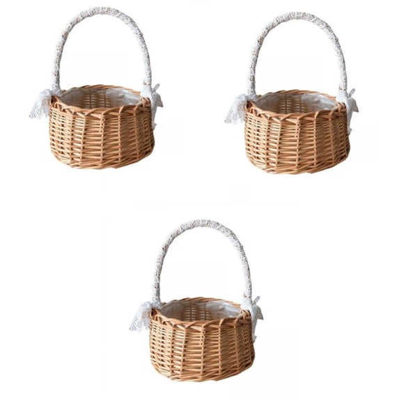 Axioma 3x Fresh Rattan Storage Basket Picnic Flower Bin Decorative Plant Containers