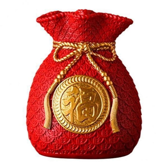 Axioma 3x Novelty Flower Vase Planter Pot Money Bag Shape Wealth Art Feng Shui Accent