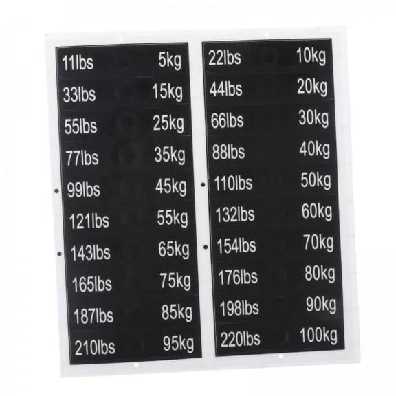 Axioma 3x Weight Stack Labels 11lbs to 220Ibs Number Stickers with Weight Pin Hole for Strength Training Exercise Equipment Accessories