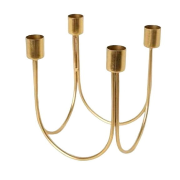 Axioma 4 Arms Taper Candle Holders Candelabras Table Centerpiece Spring Festival Candleholder Metal Candlestick for Anniversary, Dinner Table, Mantel , Aureate