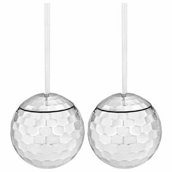 Axioma 5x Set of 2 20 Ounce Disco Ball Cup Glitter Flash Ball Cocktail Cup Tea Bottle