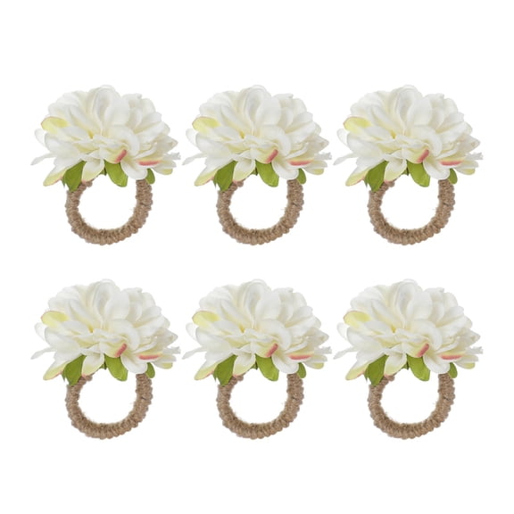 Axioma 6 Pieces Flower Shaped Towel Buckle Napkin Rings Crafts for Wedding Valentine'S Day Centerpieces Thanksgiving Decoration White
