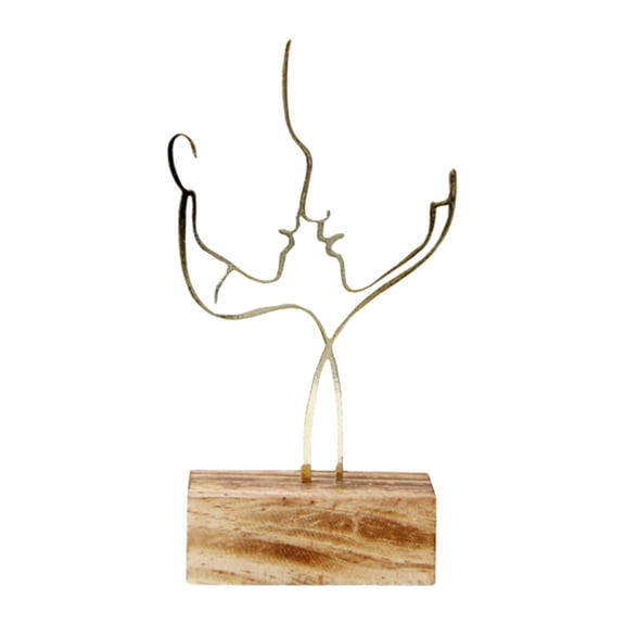 Axioma Abstract Face Sculpture Couple Statue Ornament Modern Simple Handmade Metal Line Gold