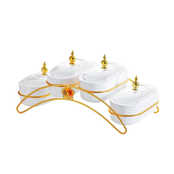 Axioma Appetizer Serving Tray with Lid Decorative Dried Fruit Plate Multi Section Snack 4 3 Grid White