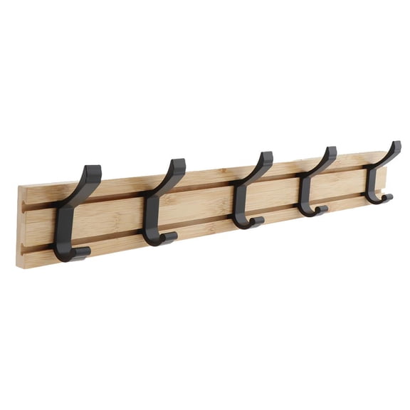 Axioma Bamboo Coat Hook Rack Rail Wall Mounted Home Decor Multi-purpose Hanger for Keys 5 Hooks