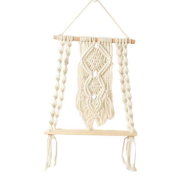 Axioma Bohemian Macrame Tapestry Wall Hanging Shelf Floating Shelves Craft Knitted Rope Style E