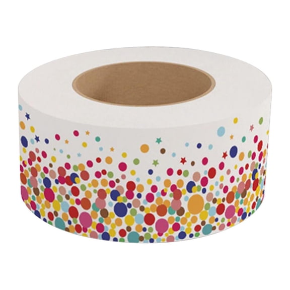 Axioma -Borders 65ft Confetti Rolled Border Decorating Bulletin Boards for Doors, Home, White