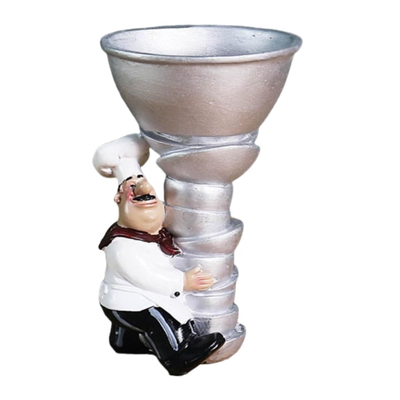 Axioma Cartoon Chef Figurine Candle Holder Model Character Cook Ornament for Counter Hold the Candle left