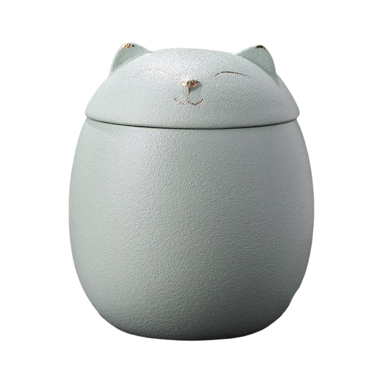 Axioma Cat Shape Ceramic , Pet Decorative Urns for Ashes, 500ml Pots Jars Multi Green