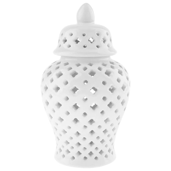 Axioma Ceramic Ginger Jar Display Lattice Hollow Vase Temple Jar Storage Jar Handicraft