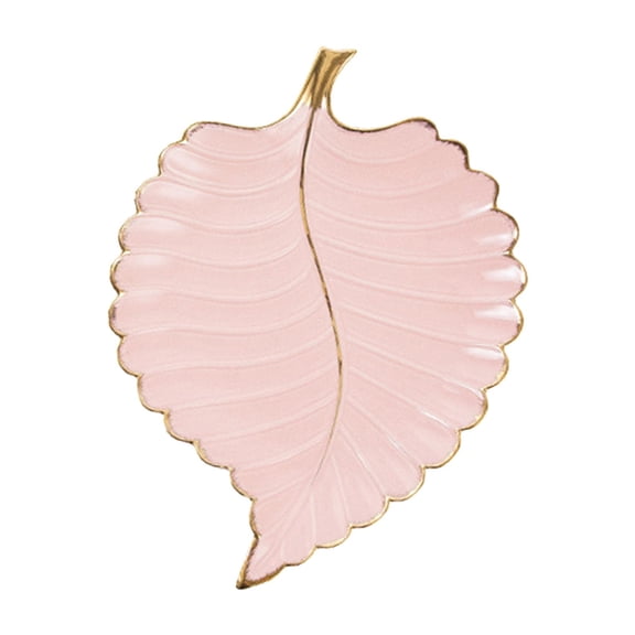 Axioma Ceramic Leaf Storage Tray Plate Makeup Perfume Storage Novelty Kitchen Organizer Pink