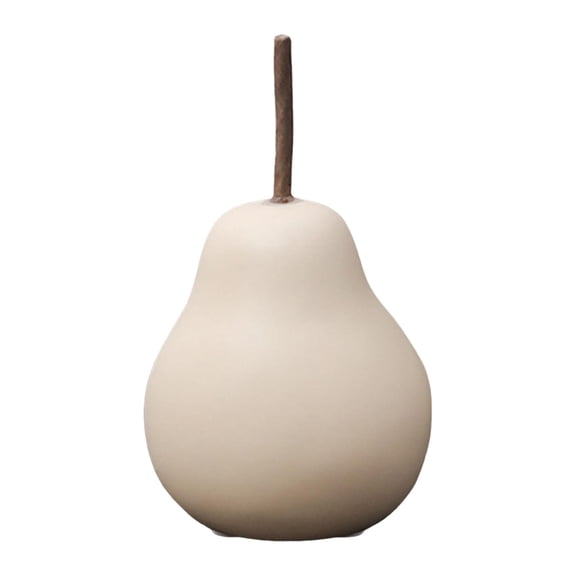 Axioma Ceramic Pear Figurine Decorative Fruit Sculpture For Home Table Porch Decoration Beige 6.5cmx11cm