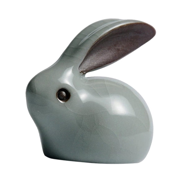 Axioma Ceramic Rabbit Statue Ornament, Finely Handmade Animal Tea Figurine Crafts for Cyan-B