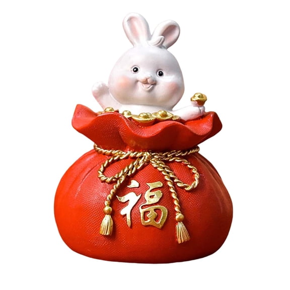 Axioma Chinese New Year Lucky Rabbit Statue Money Box Figurine Decor for Tabletop Shelf 8.5cmx8.5cmx13cm