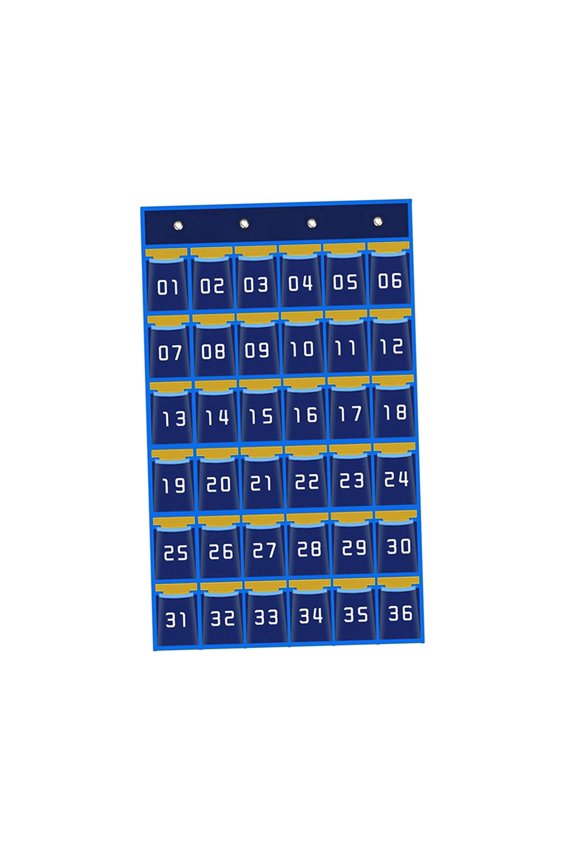 Classroom Pocket Chart Card Pocket Organizer Durable with Number for Cell Phones Blue 36 Pockets