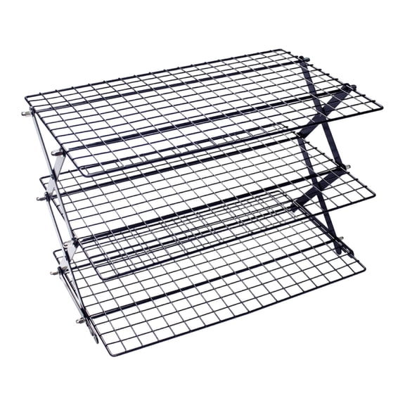 Axioma Cooling Racks Barbecue Storage Display Shelf Folding Cooling Grid Folding Wire Rack for Picnic Cupcakes Barbecue Roasting 3 Tier