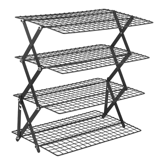 Axioma Cooling Racks Barbecue Storage Display Shelf Folding Cooling Grid Folding Wire Rack for Picnic Cupcakes Barbecue Roasting 4 Tier