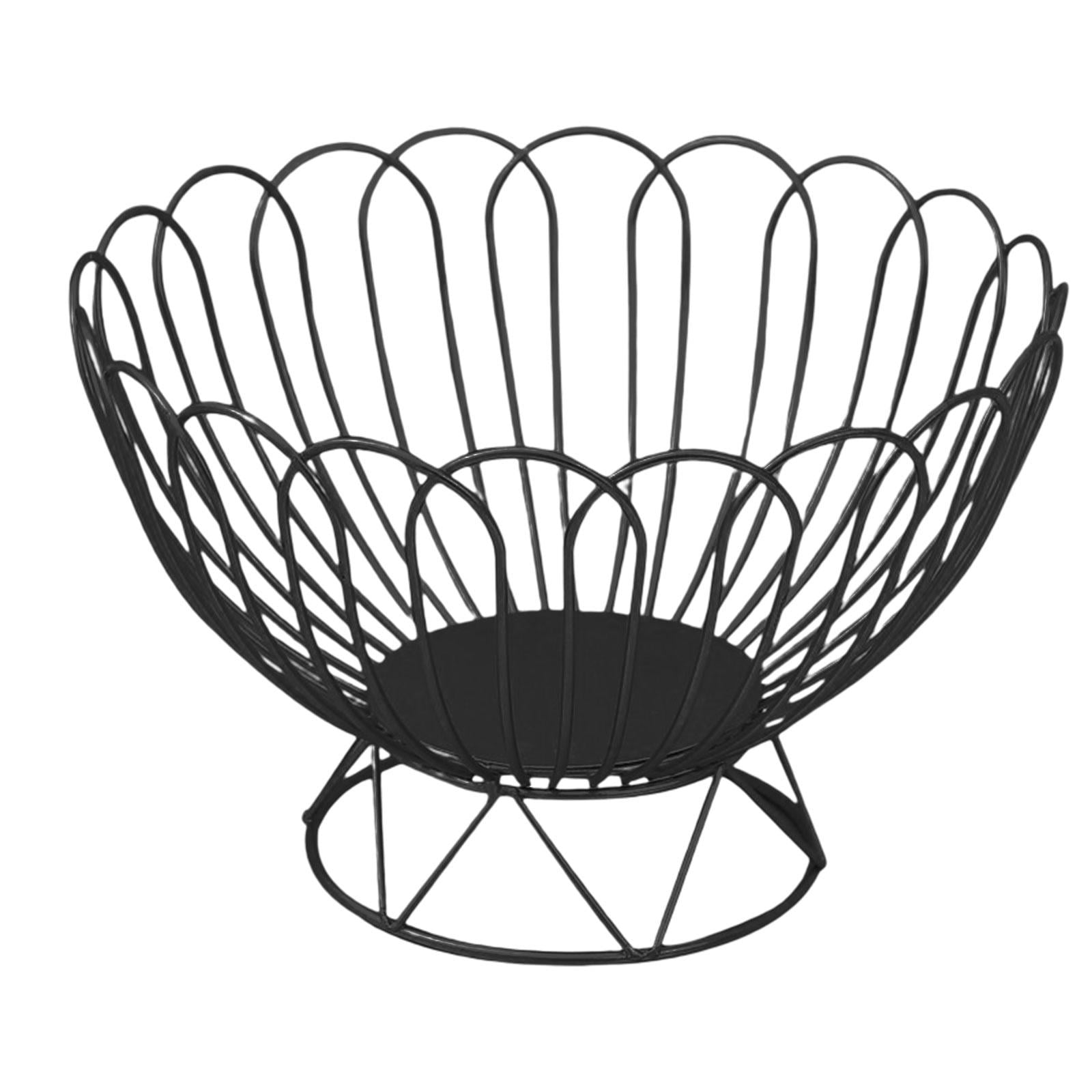 Axioma Creative Iron Wire Fruit Basket Fruits Bowls Decorative Stand Vegetables Storage Black