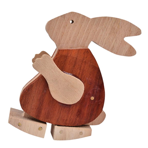 Axioma Creative Wood Bunny Toy Rabbit Sculpture Art Crafts Animals for Desktop Children